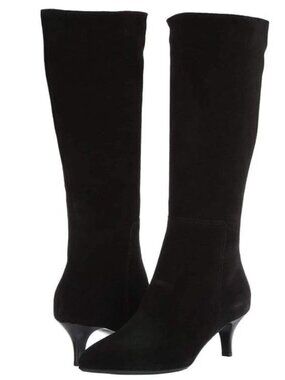 Black La Canadienne Drake Waterproof Kitten-Heel Knee Boots 6 Waterproof